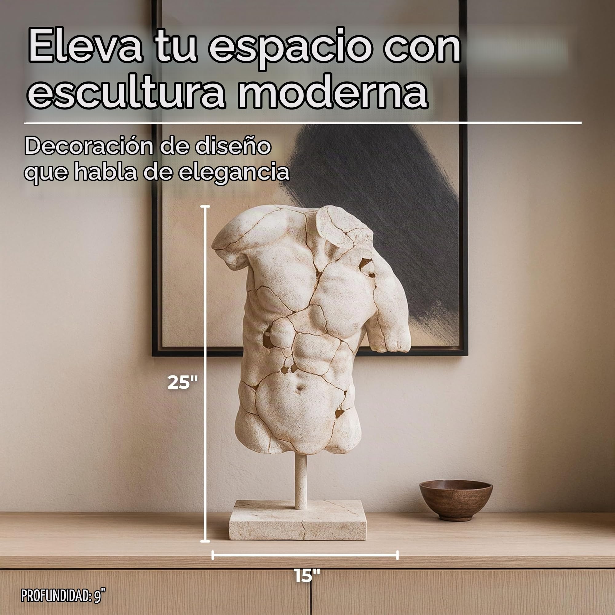 Amazon.com: NESS AND JORD Escultura de torso masculino de resina